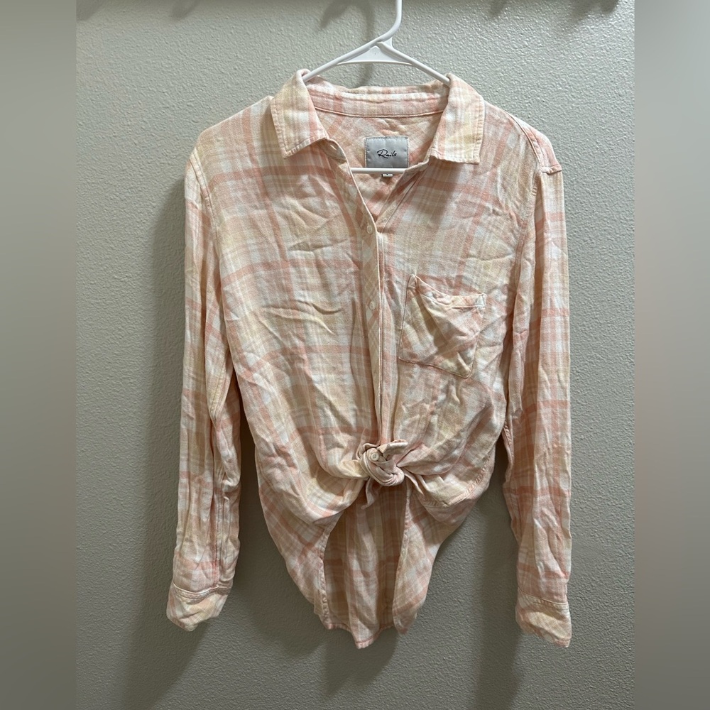 Rails Plaid Button-Down Shirt in Peach and White